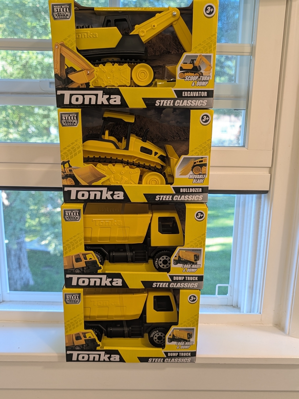 4 Tonka Trucks From The Steel Collection 2 Dump Trucks Excavator Bulldozer Nib